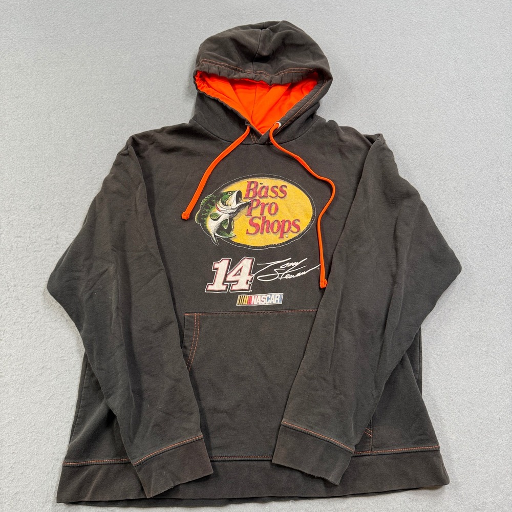 Bass Pro Shops Hoodie‎ Men's Large Black Tony Stewart NASCAR 14 Racing Pullover